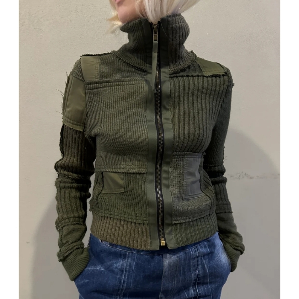 Icelandic Design (Aftur) Army Zip Up Wool Sweater (Black, S/M). - Picture 8 of 9